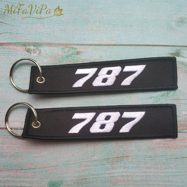 Boeing 787 Embroidery Key Chain THE AVIATOR